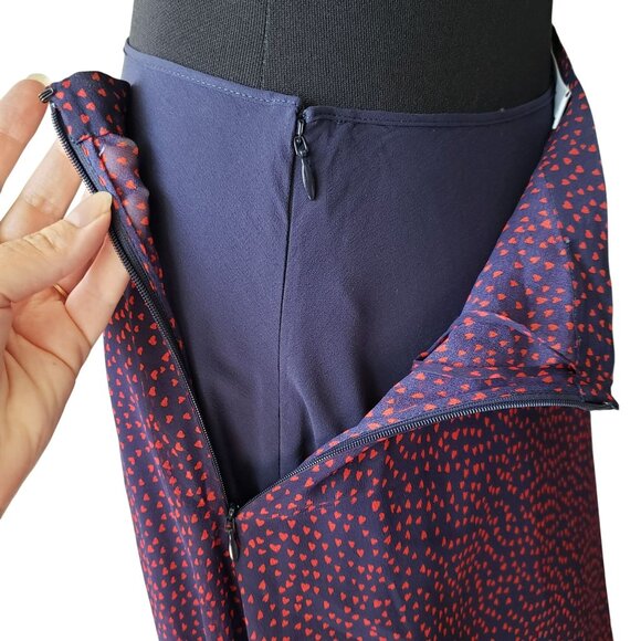 Christian Dior Silk Navy Blue Red Mini Heart Print Midi Skirt Pop Heart AW 2021 - Picture 5 of 16